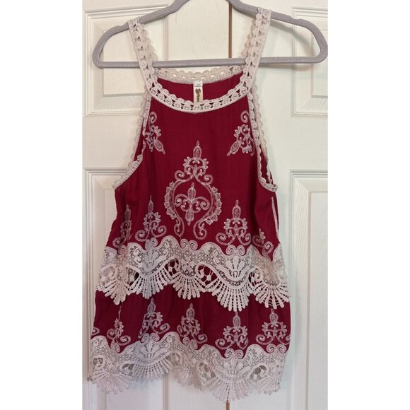 Shoreline Pink Tank Cream Lace  Size S/M Romantic Beachy - Picture 1 of 7